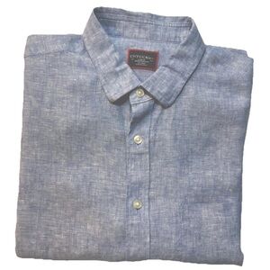 UNTUCKit 100% Linen Men's Light Blue Shirt Large wrinkle resistant